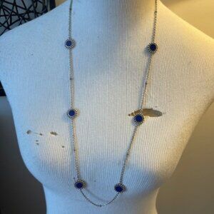 LAGOS Blue Maya Six Station Circle Necklace in Sterling Silver 34"